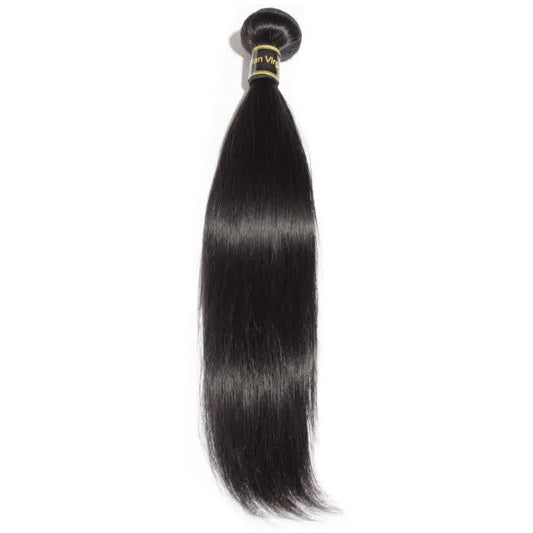 Straight Natural Black Virgin Hair with 13X4 Frontal- Bundle of 4