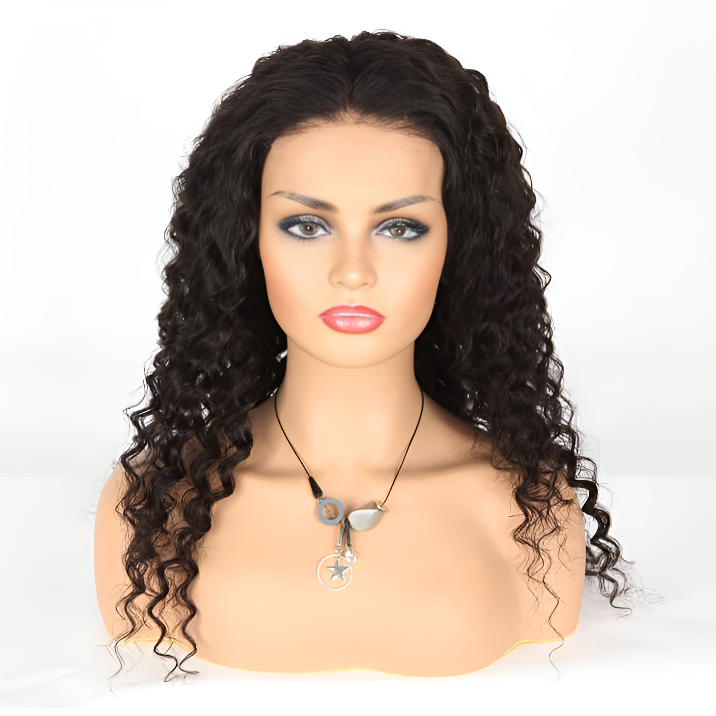 Deep Curly Natura Black 13X4 - Frontal Glue less Wig