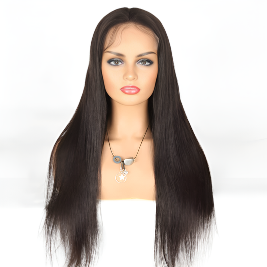 Straight Natural Black 13X4 - Frontal Glue less Wig