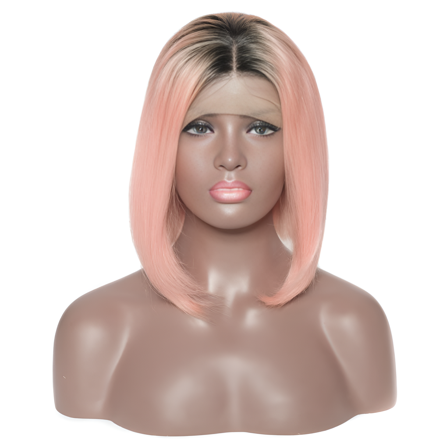 Straight Natural Black-Pink Bob Wig