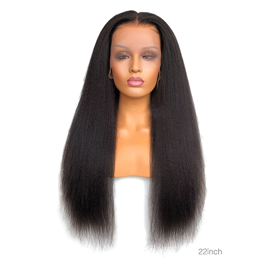 Kinky Straight Natural Black 13X6 - Frontal Glue less Wig