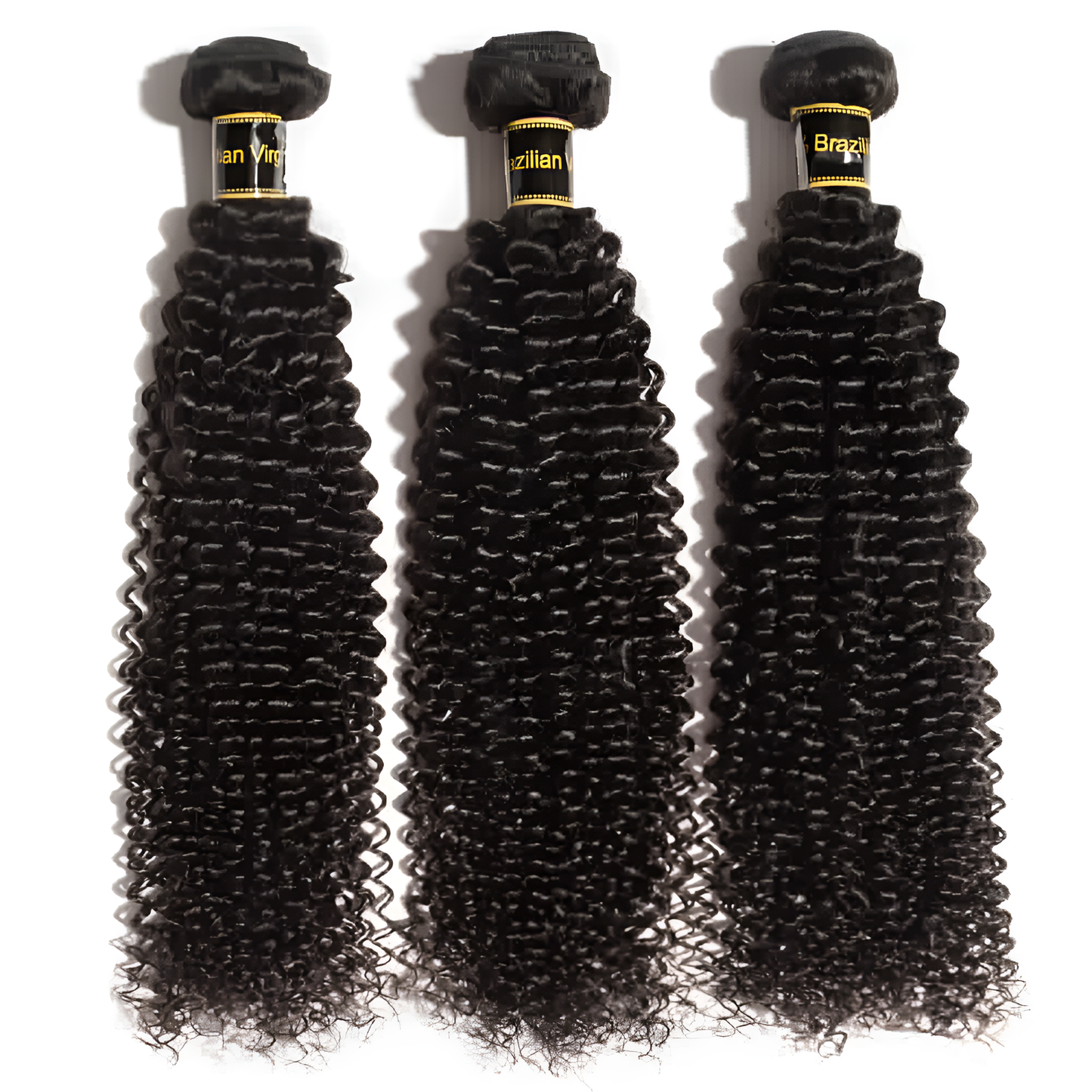 Kinky Curly Natural Black Virgin Hair with 4X4 Closure - Bundle of 4