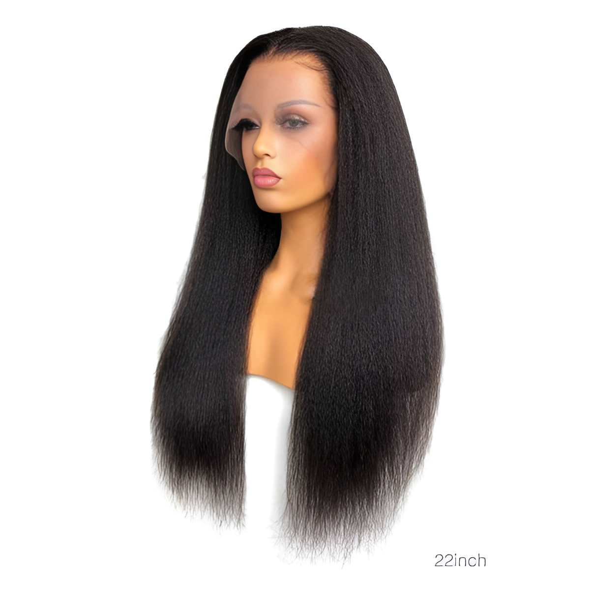 Kinky Straight Natural Black 13X6 - Frontal Glue less Wig