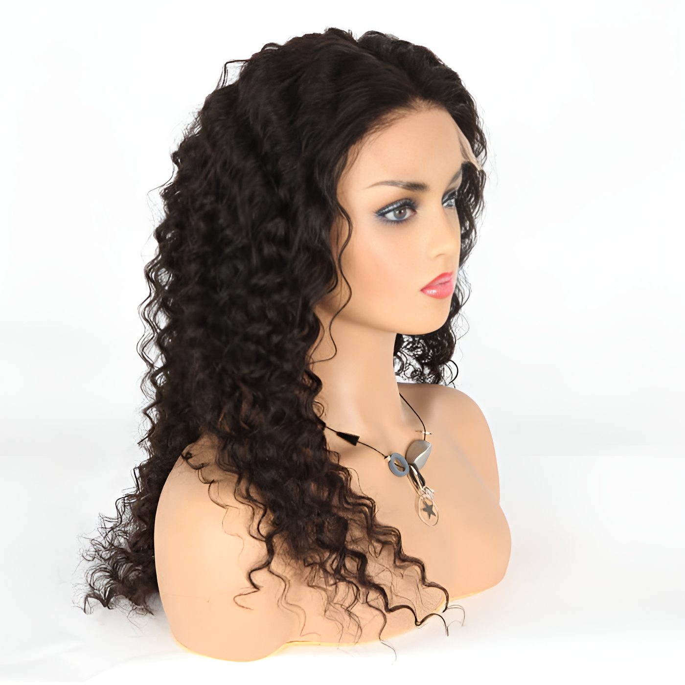 Deep Curly Natura Black 13X4 - Frontal Glue less Wig