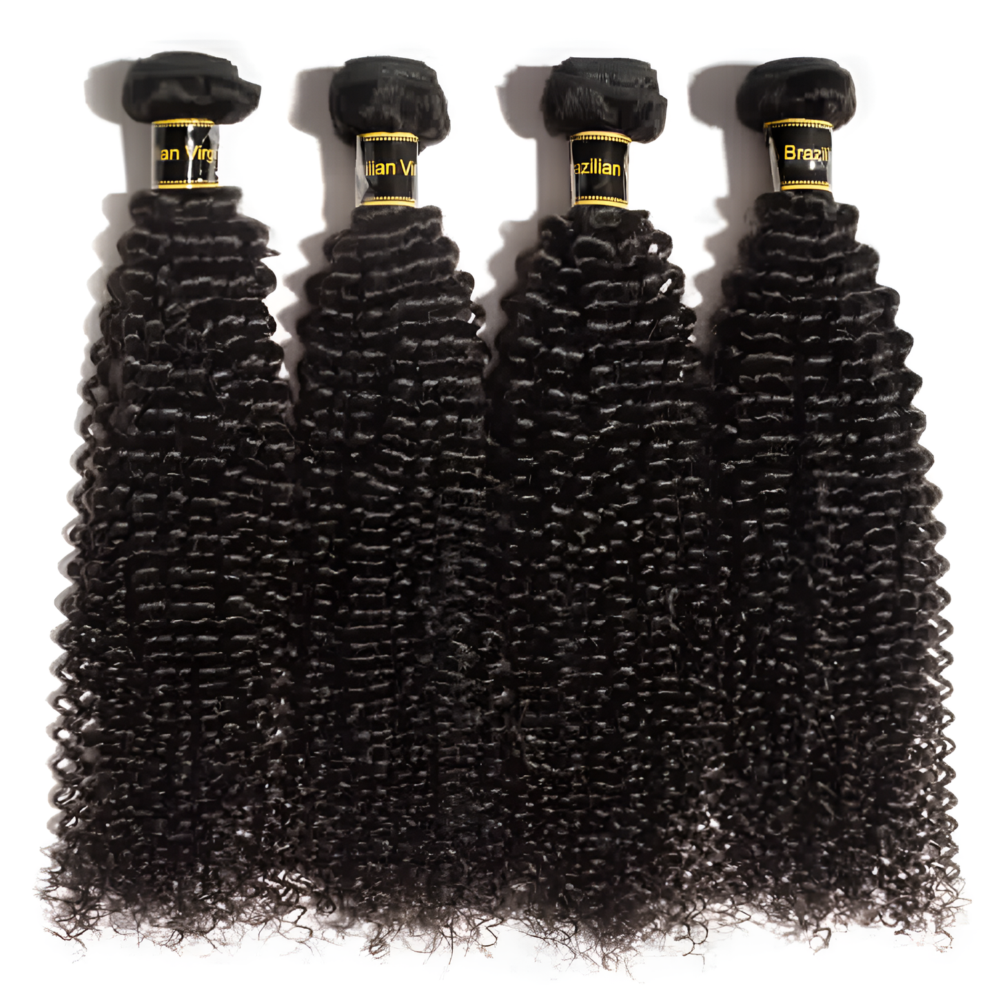 Kinky Curly Natural Black Virgin Hair with 4X4 Closure - Bundle of 4