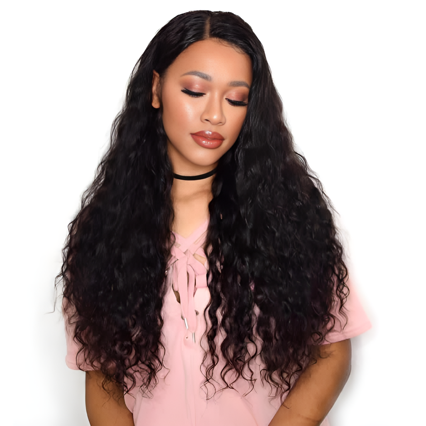 Water Wave Natural Black 13X6 - Frontal Glue less Wig