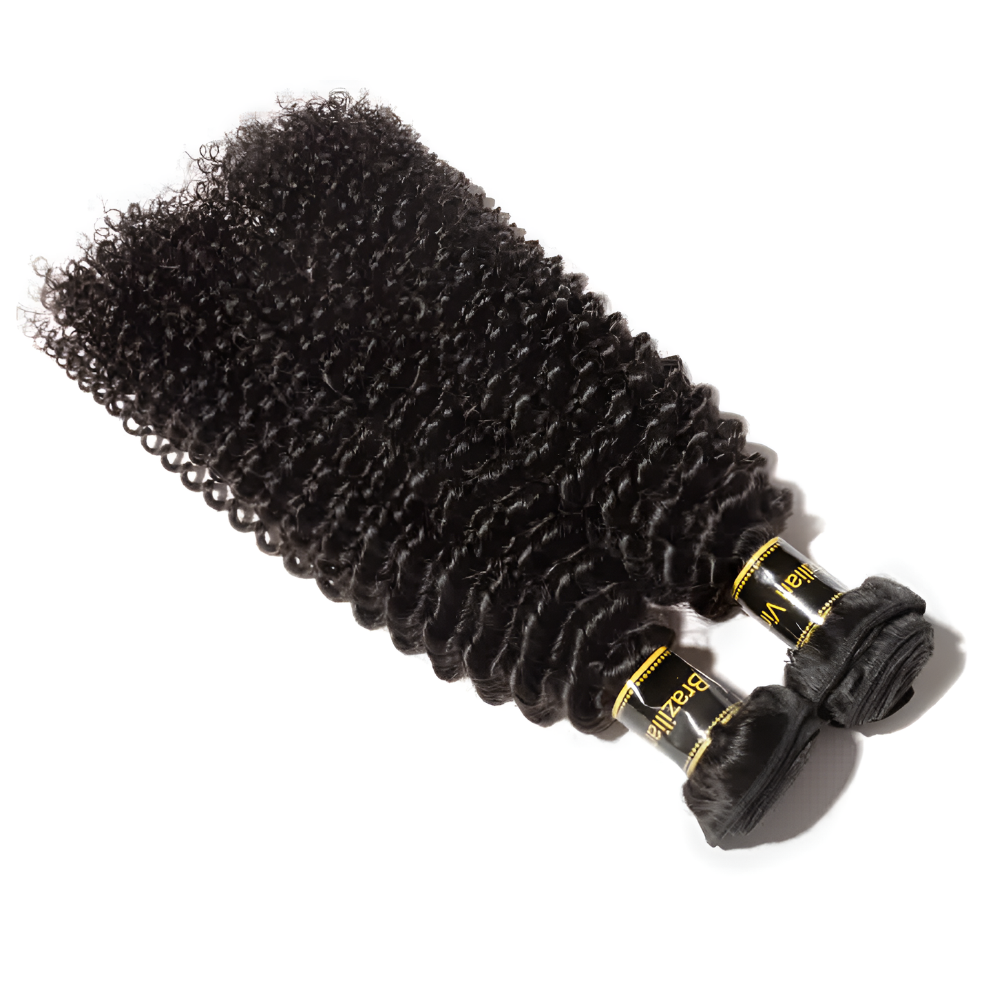 Kinky Curly Natural Black Virgin Hair with 4X4 Closure - Bundle of 4