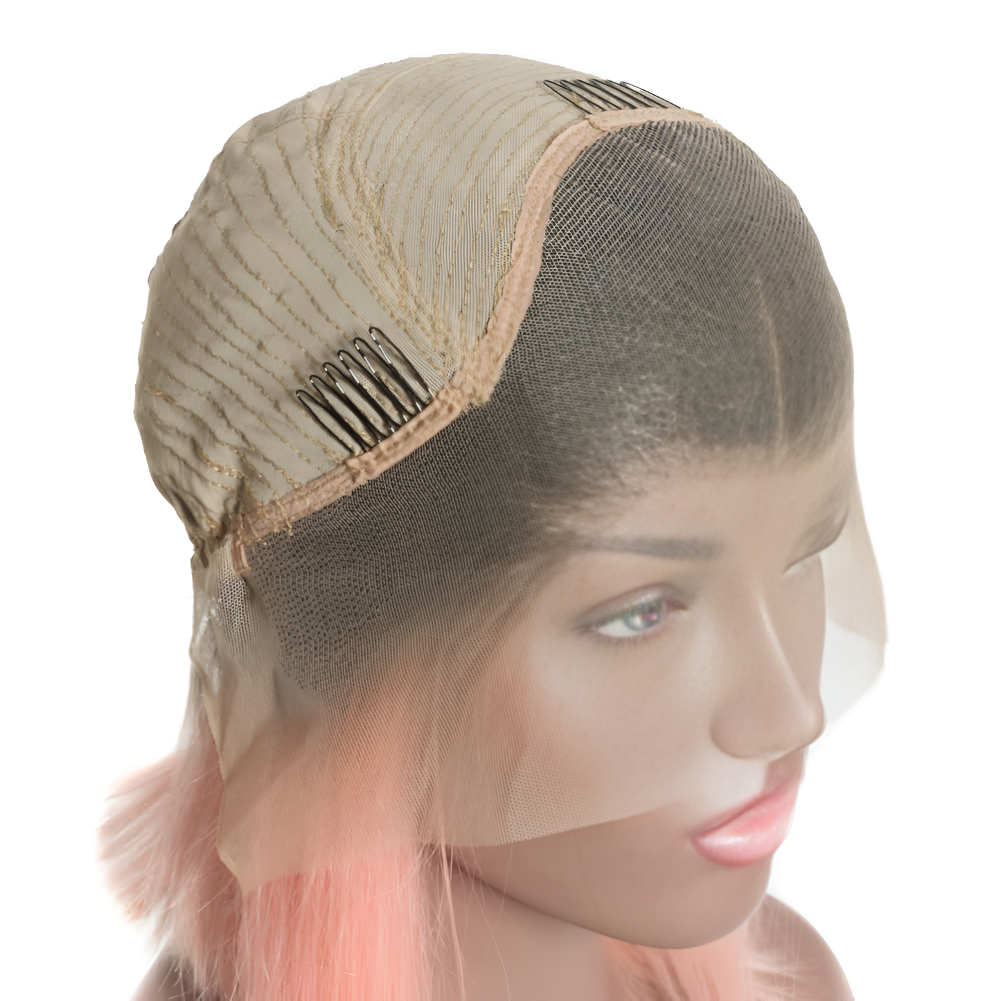 Straight Natural Black-Pink Bob Wig