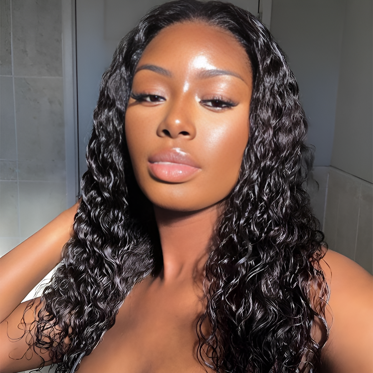 Water Wave Natural Black 13X4 - Frontal Glue less Wig