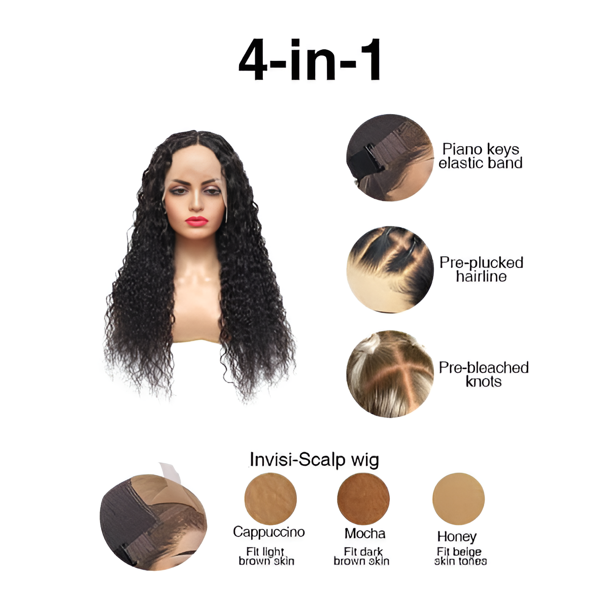 Water Wave Natural Black 13X6 - Frontal Glue less Wig