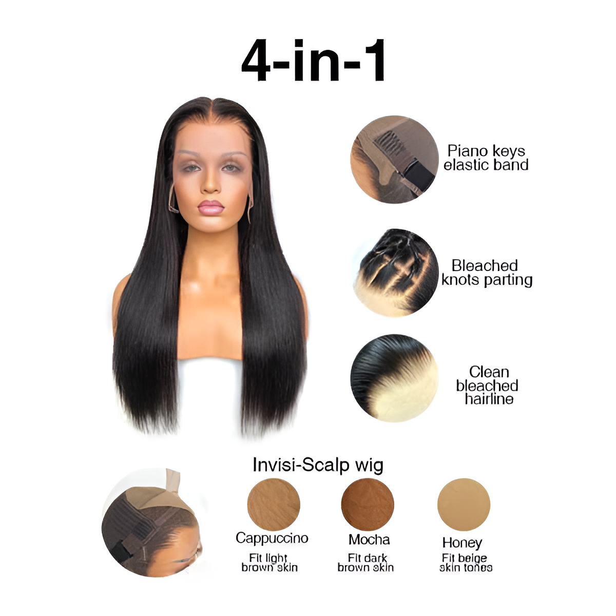 Straight Natural Black 13X6-Frontal Glue less Wig