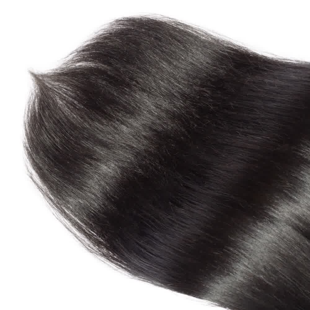 Straight Natural Black Virgin Hair with 4X4 Closure- Bundle of 4