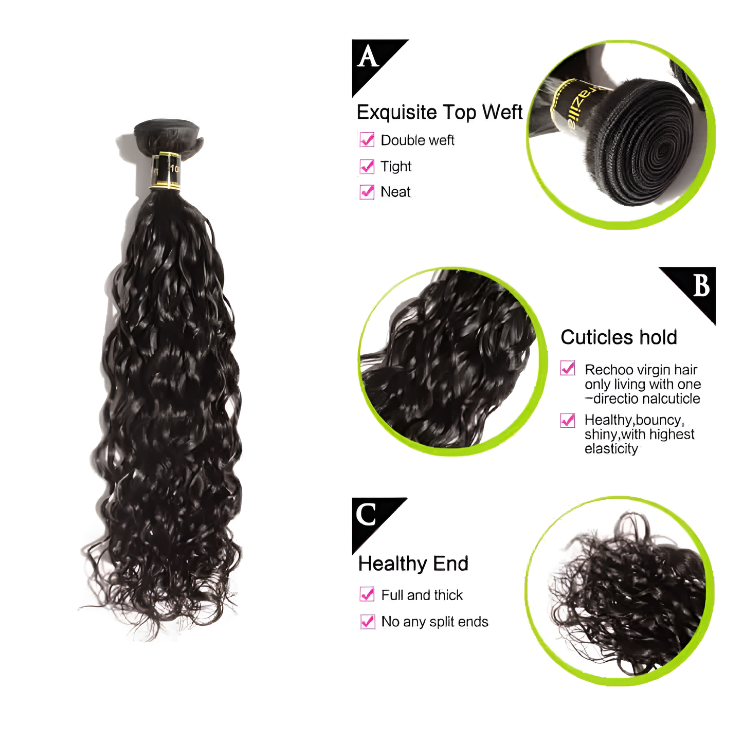 Natural Wave Natural Black Virgin Hair with 13X4 Frontal - Bundle of 4