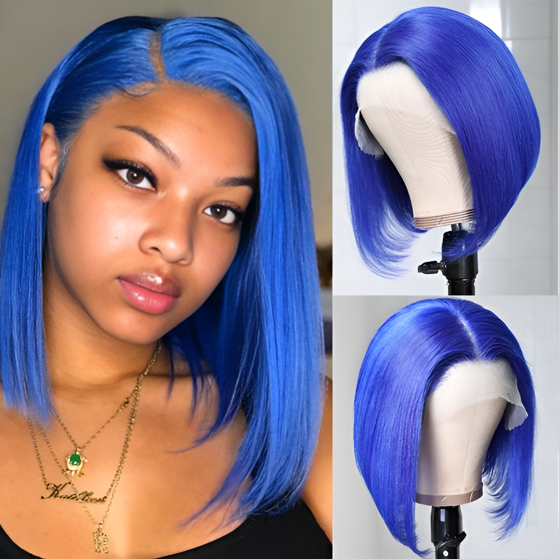 Straight Blue 13x4-Lace Front Bob Wig